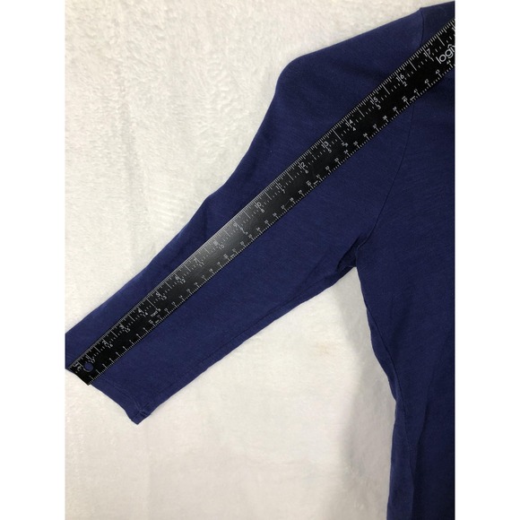 Tommy Bahama Polo Shirt Womens Medium Navy 3/4 Sleeve Johnny Collar Pineapple - Picture 6 of 7